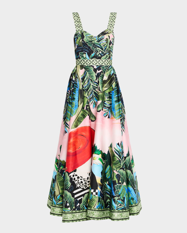 Fia Structured Bustier Fit-and-Flare Midi Dress